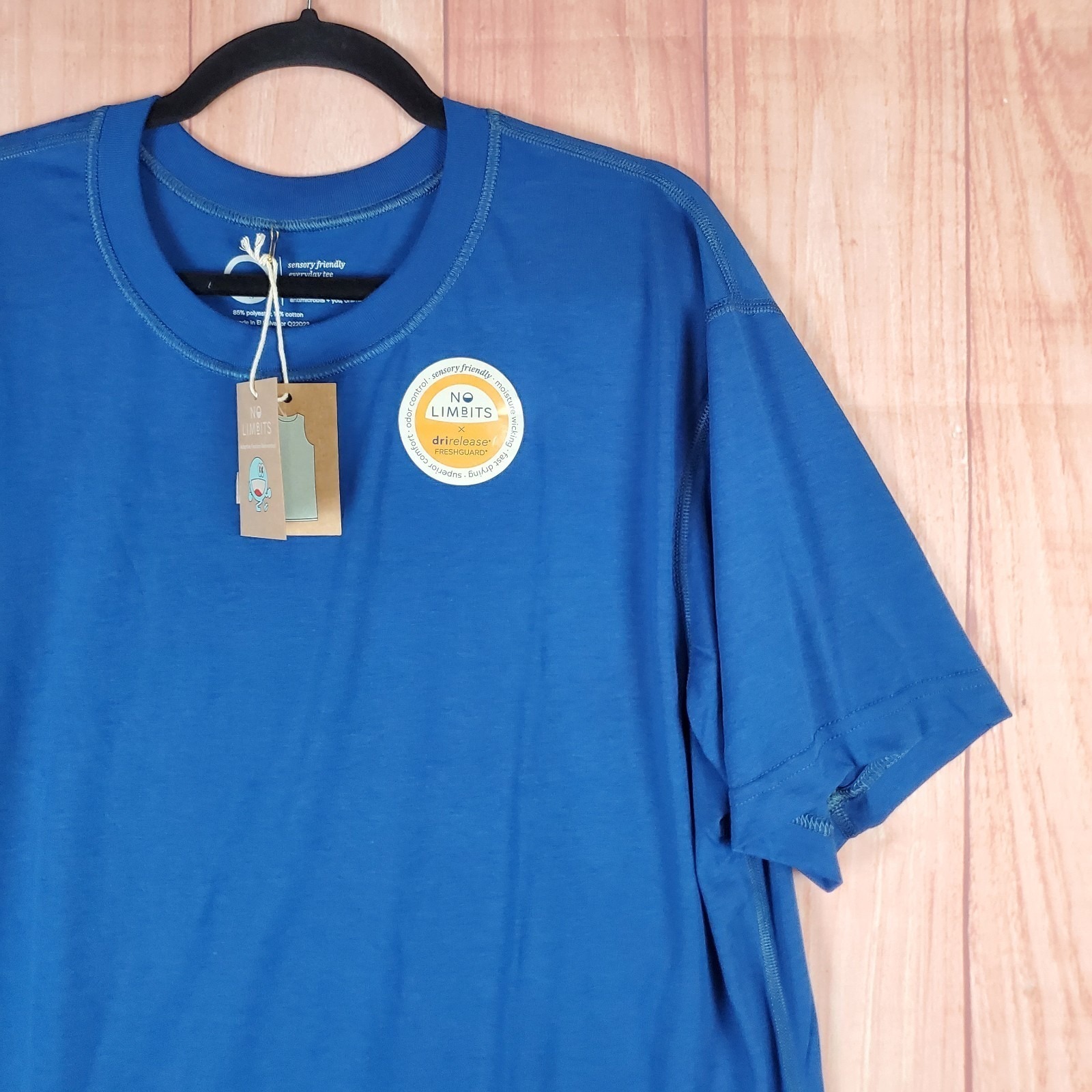 No Limbits Adaptive Sensory Friendly T Shirt Mens Xl Royal Blue Moisture Wicking — image 4 of 8